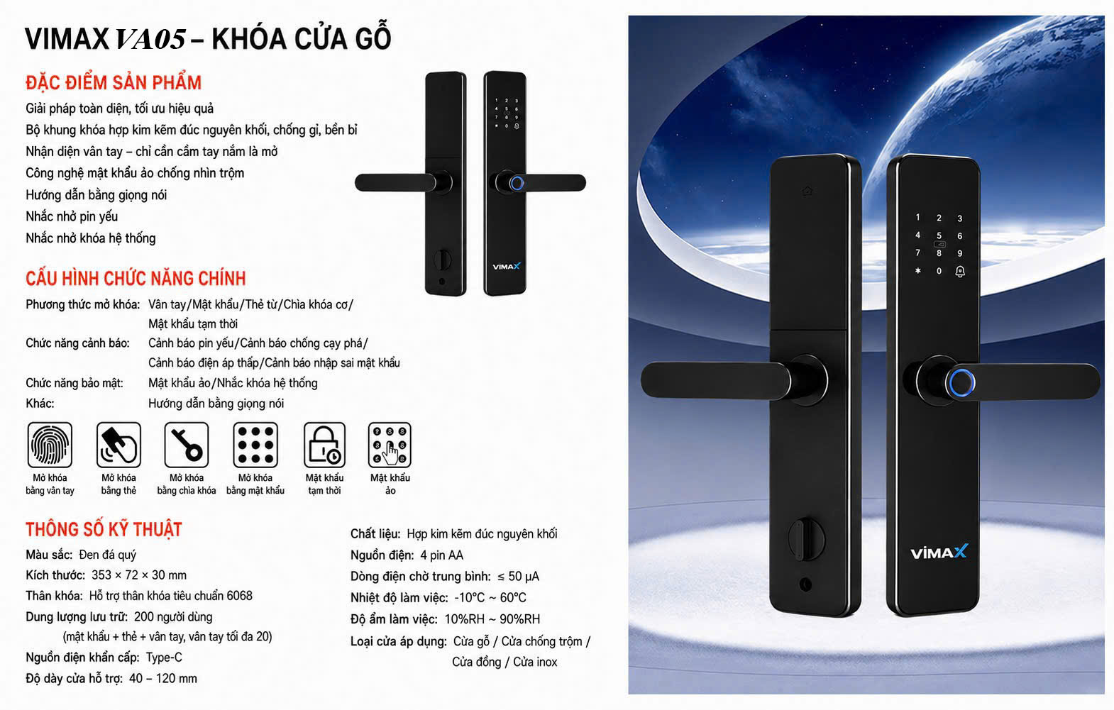 Bản thông số minh họa cho quá trình đối chiếu thân khóa và kết cấu cửa.