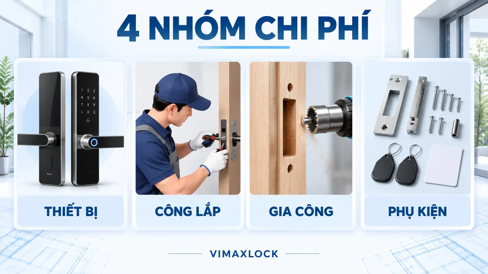 Các khoản trong chi phí lắp khóa cửa thông minh
