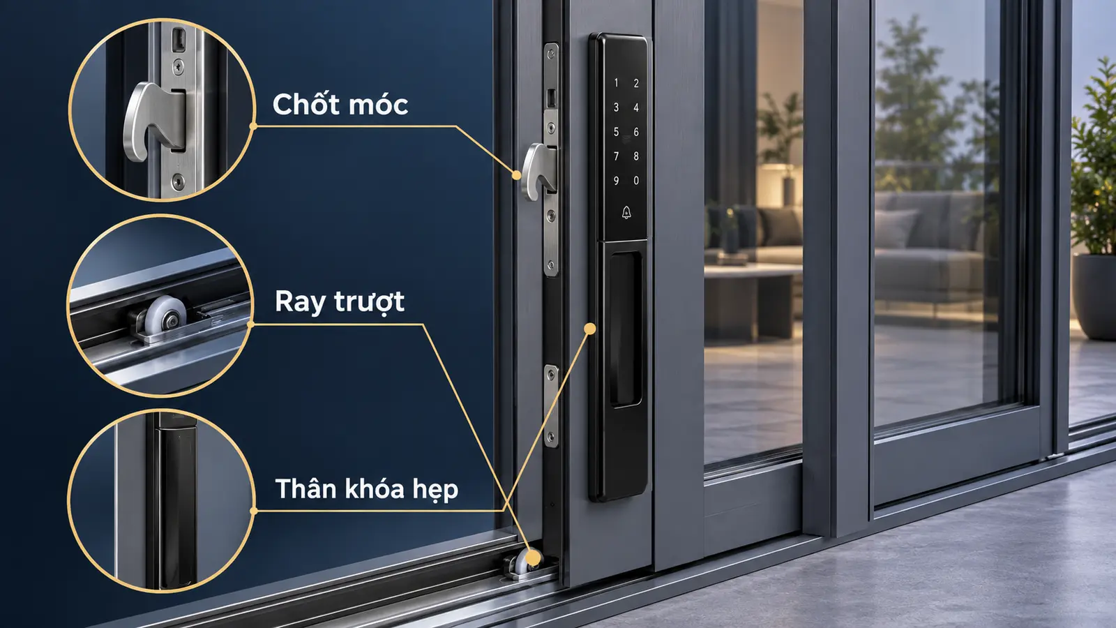 khóa thông minh cửa nhôm lùa và các yêu cầu kỹ thuật quan trọng
