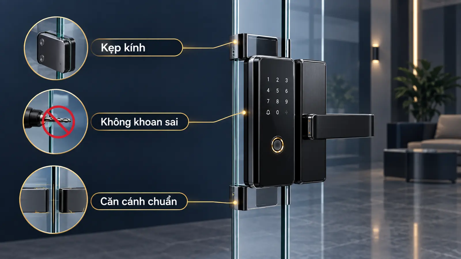 khóa vân tay cửa kính cường lực và các yêu cầu kỹ thuật quan trọng