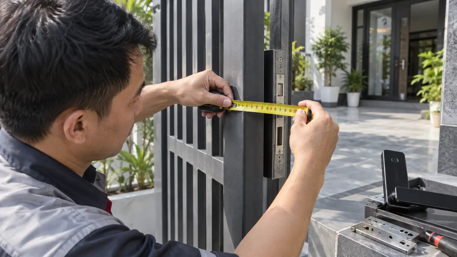 Cách đo cửa để chọn khóa vân tay cổng sắt ngoài trời