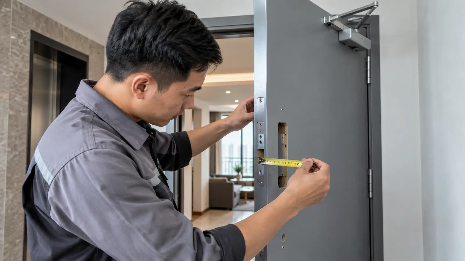 Cách đo cửa để chọn khóa điện tử cửa thép chống cháy