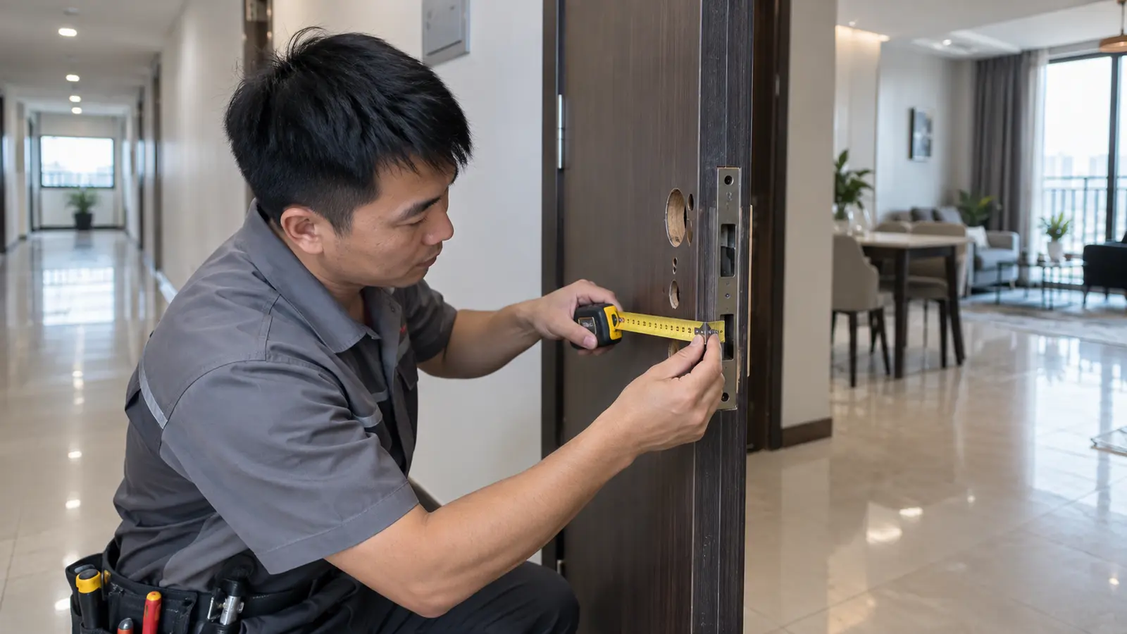 Cách đo cửa để chọn khóa cửa thông minh chung cư