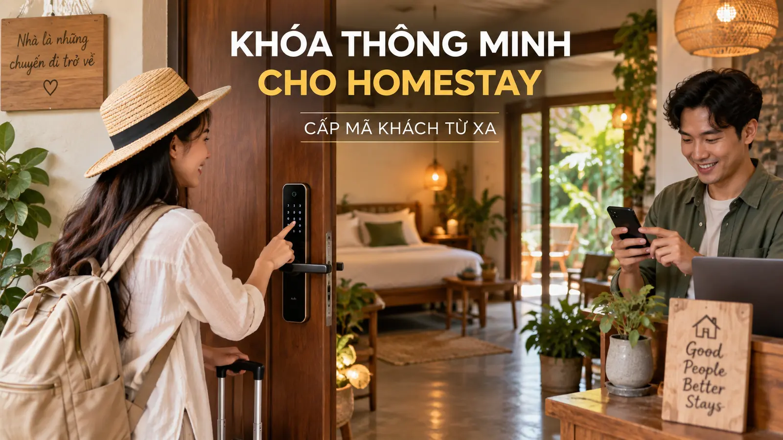 Khóa thông minh cho homestay: Cấp mã khách từ xa