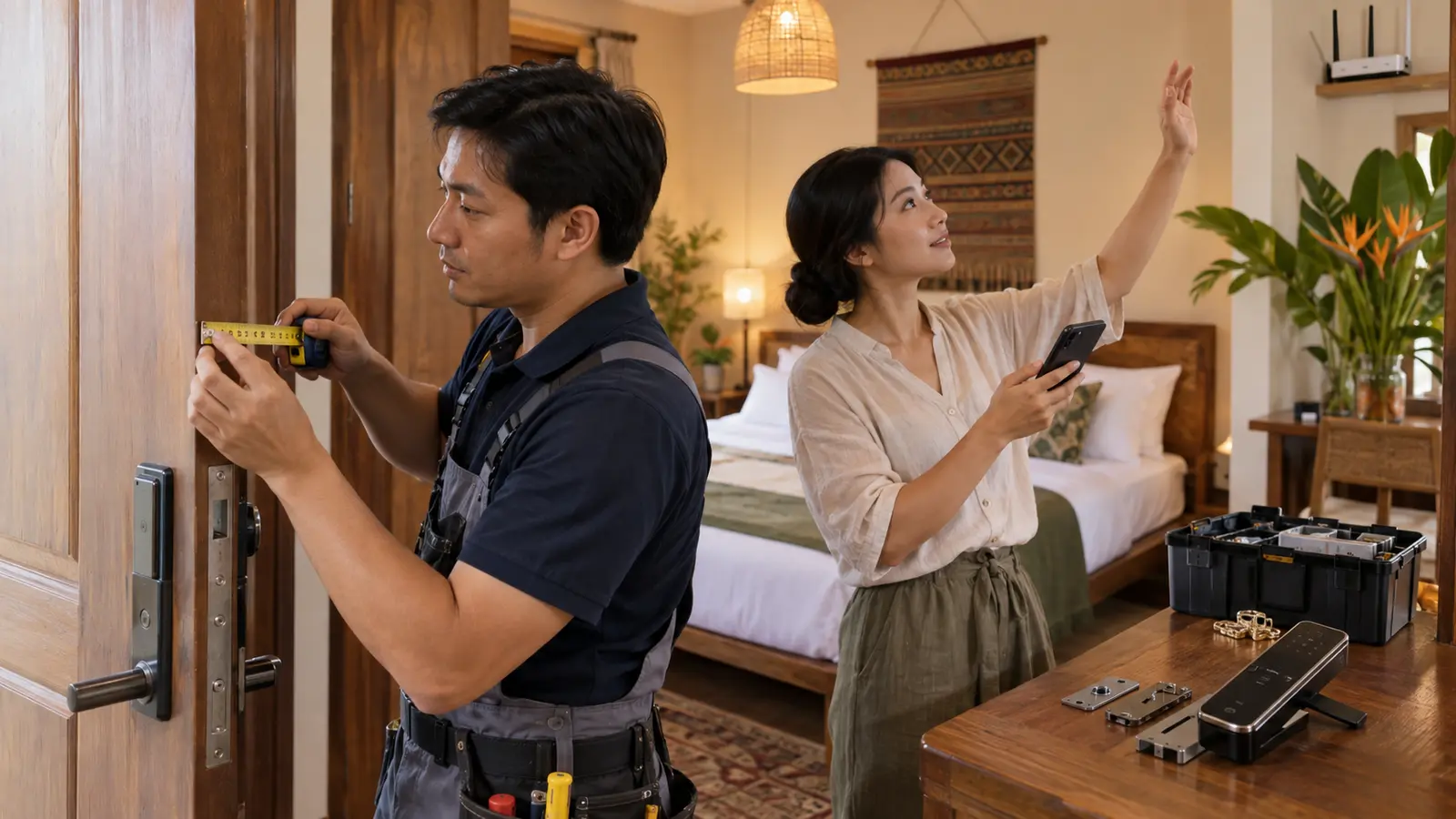 Cách đo cửa để chọn khóa thông minh cho homestay