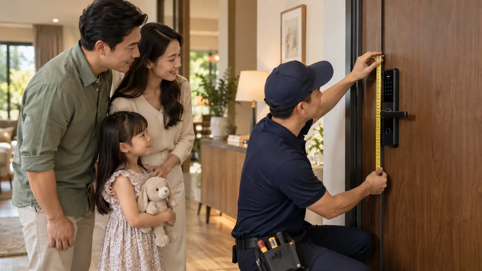 Cách đo cửa để chọn khóa thông minh cho gia đình có trẻ nhỏ