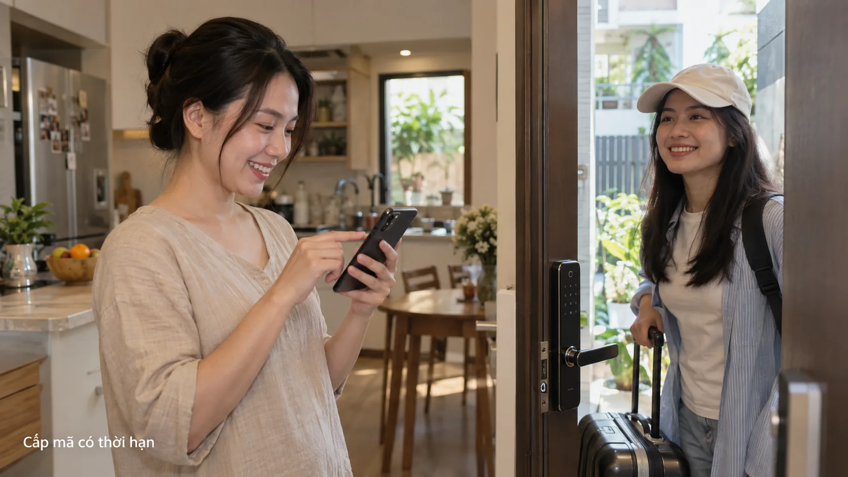 Chủ nhà gửi mã tạm cho khách bằng điện thoại