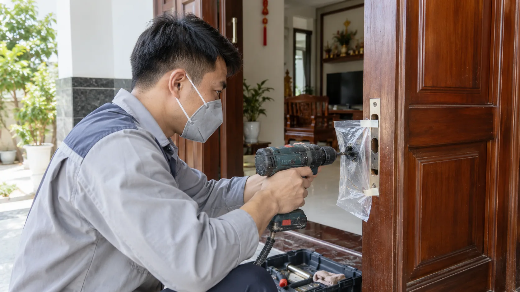 Gia công có kiểm soát trên cửa gỗ