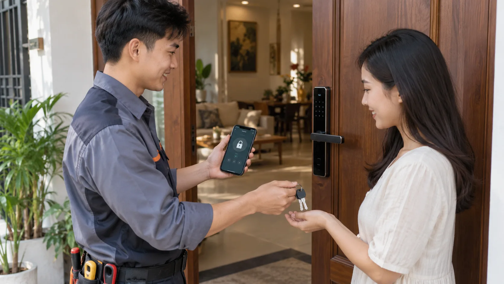Bàn giao cách dùng ứng dụng và chìa dự phòng