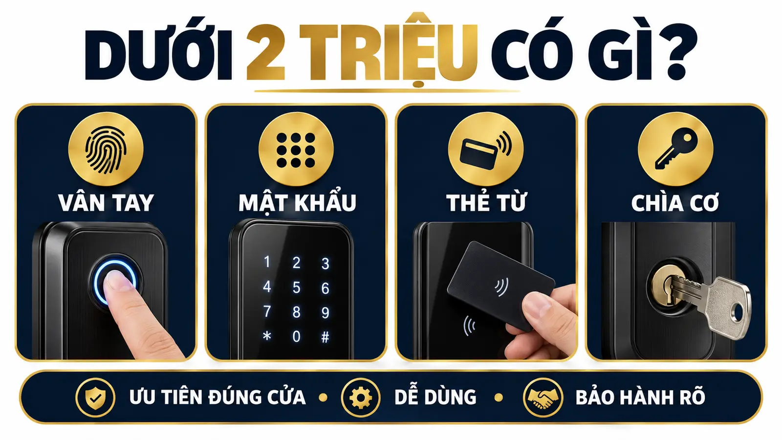 Các phương thức mở phổ biến của khóa thông minh dưới 2 triệu