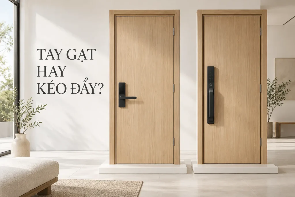 Khóa thông minh tay gạt hay kéo đẩy: Chọn theo cửa và thói quen